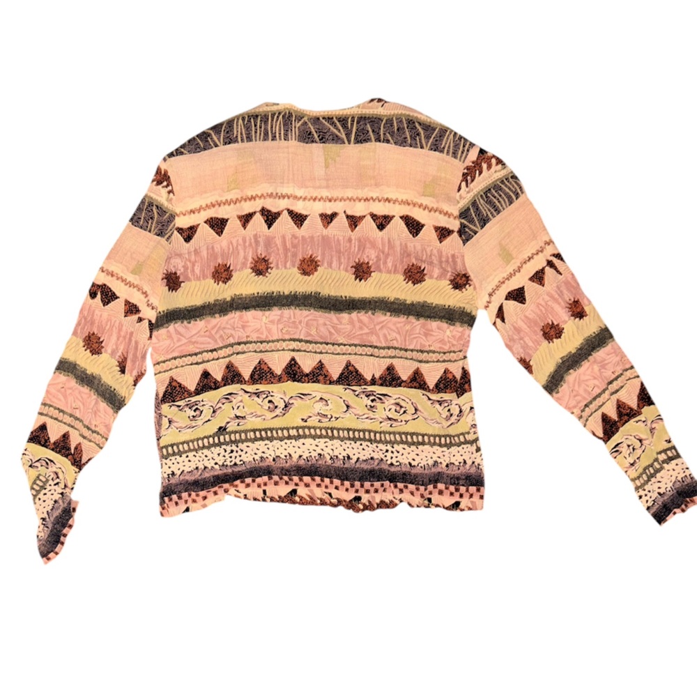 Vintage Susan Burrowes Laura Kieffer Art Knit Wrap Tie Top Boho Southwest - Picture 2 of 8
